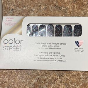 Color Street Black Nail Strips with Multicolor Glitter